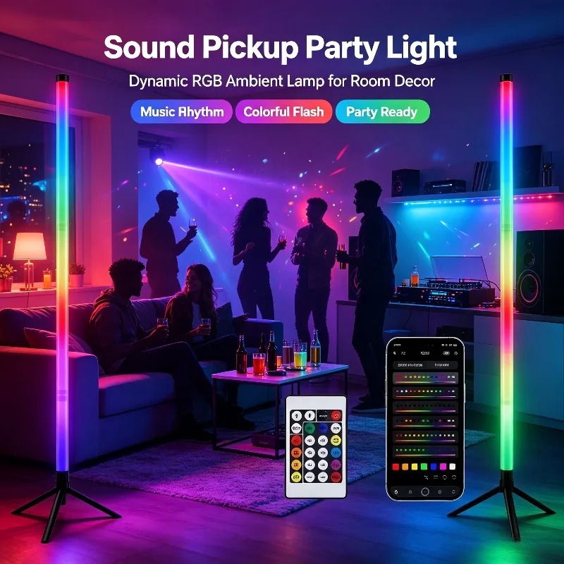 Rgb Light Strip - 2PCS 120CM RGB Floor Lamp, Sound