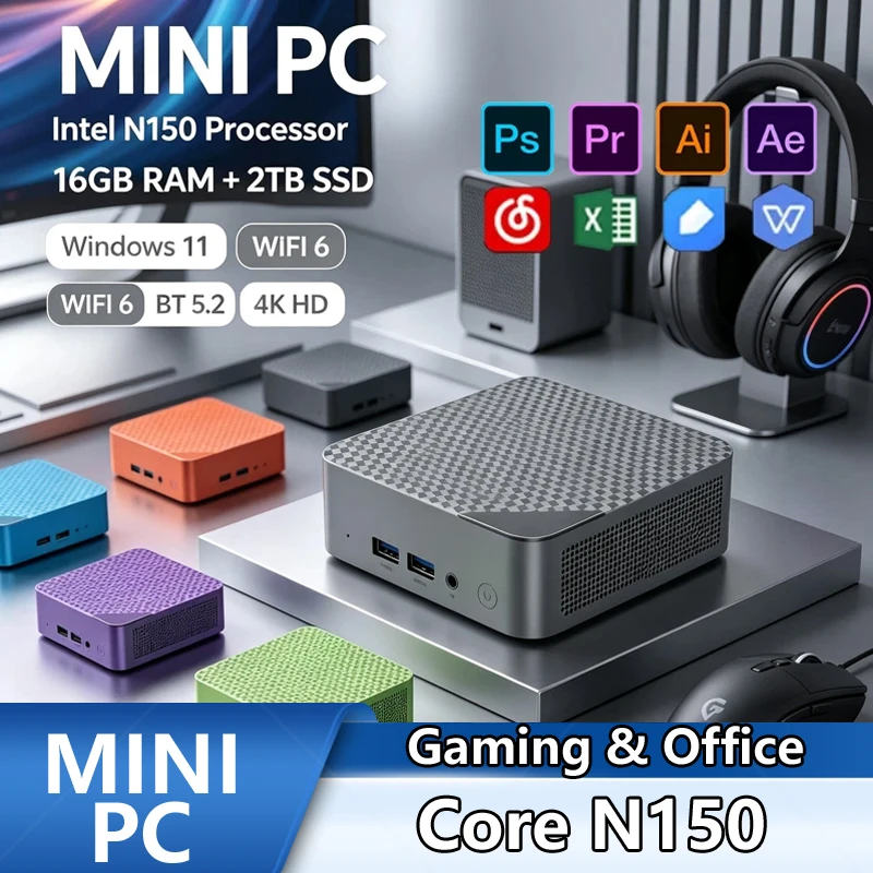Mini PC Intel N150,16GB+2TB SS - Pc Gaming Editing ulasan dan harga
