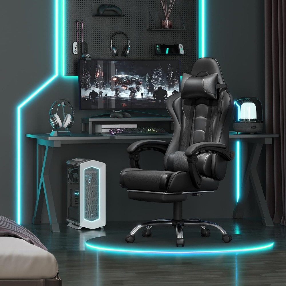 Comfortable PU Leather Gaming  - Gaming Chair Lumbar Pillow ulasan dan harga