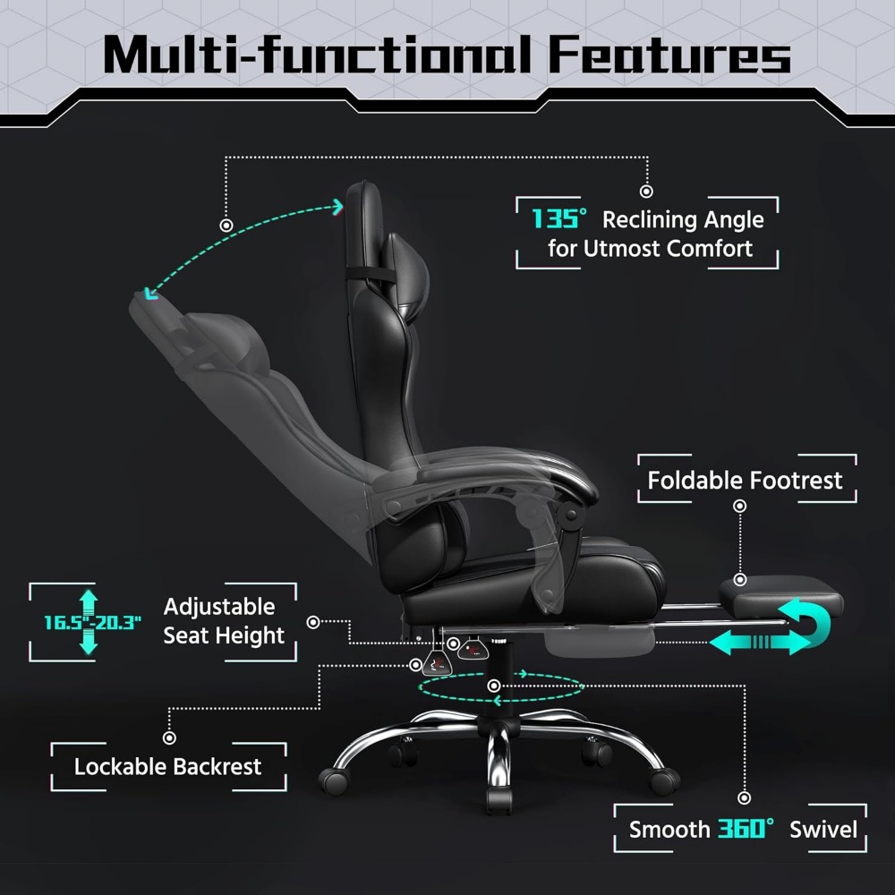 Comfortable PU Leather Gaming  - Gaming Chair Lumbar Pillow ulasan dan harga