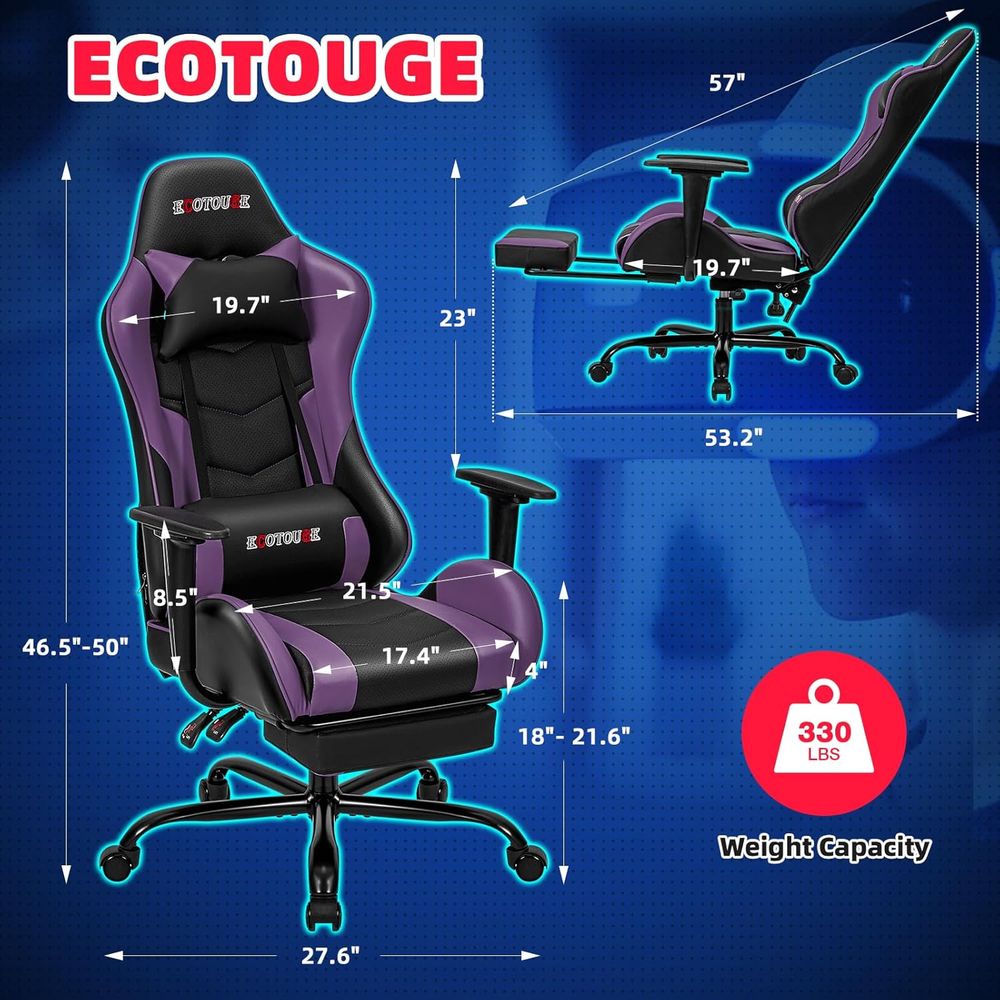 Racing-Style Gaming Chair with - Gaming Chair Lumbar Pillow ulasan dan harga