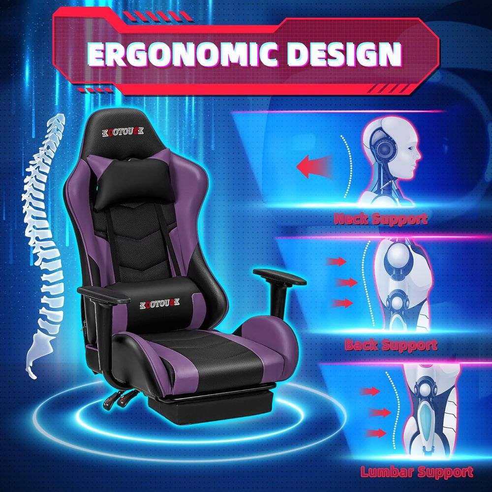 Racing-Style Gaming Chair with - Gaming Chair Lumbar Pillow ulasan dan harga