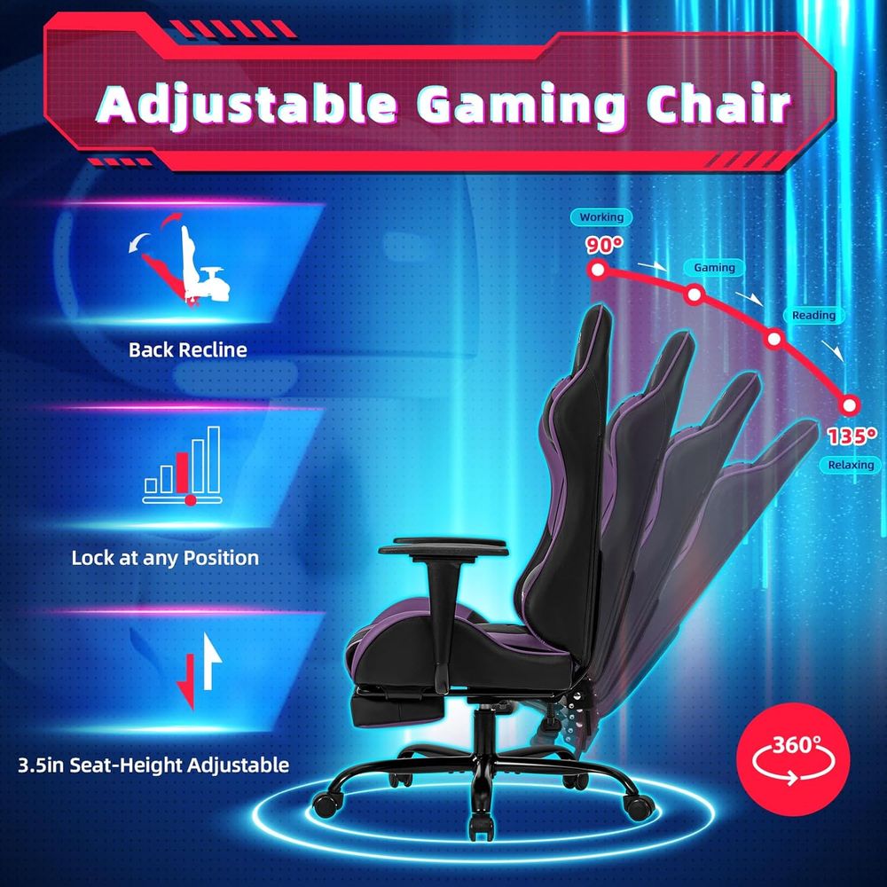 Racing-Style Gaming Chair with - Gaming Chair Lumbar Pillow ulasan dan harga