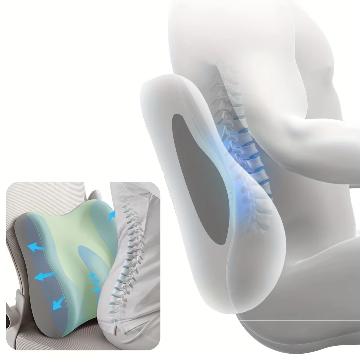 Car Seat Memory Foam Cushion L - Gaming Chair Lumbar Pillow ulasan dan harga