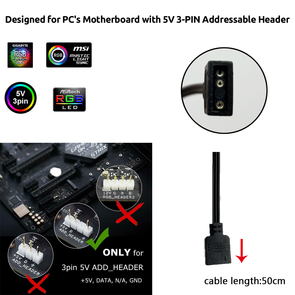 5V ARGB 3Pin Header for Asus A - Rgb Light Strip ulasan dan harga